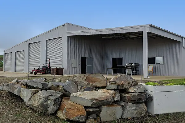 commercial shed royans front lean to 600x400px