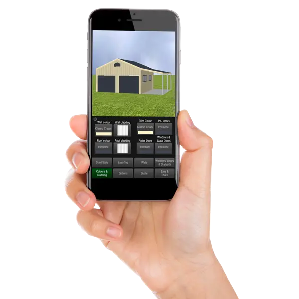 shed designer app phone hand