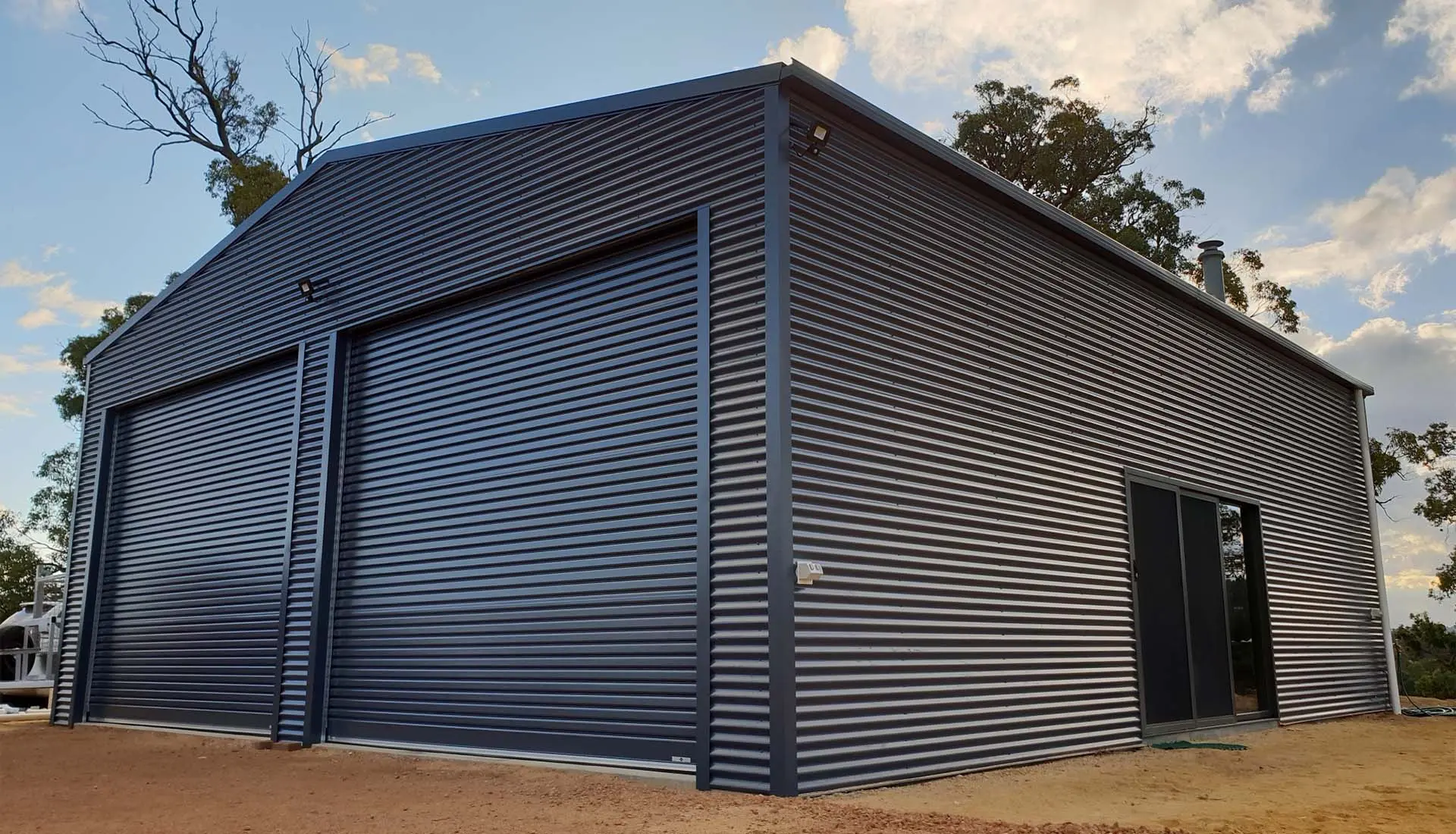 Fair Dinkum Builds Avon Valley 1920x1100 Double Garage COLORBOND Basalt
