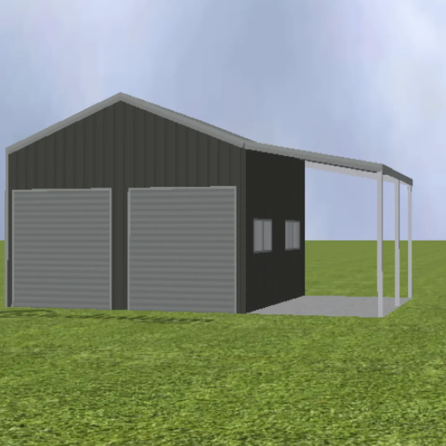 Garage with lean to no drop